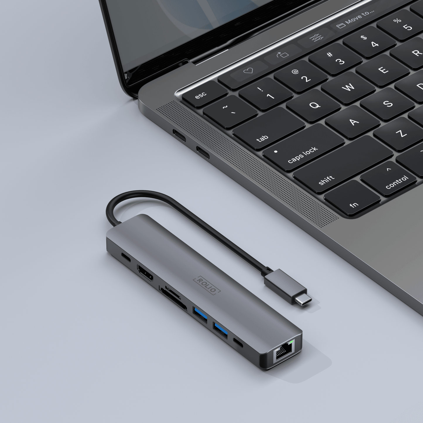 Rolio USB C Hub - 7 in 1 - 4K 60hz HDMI - 1Gbps Ethernet - USB 3.0 - USB-C