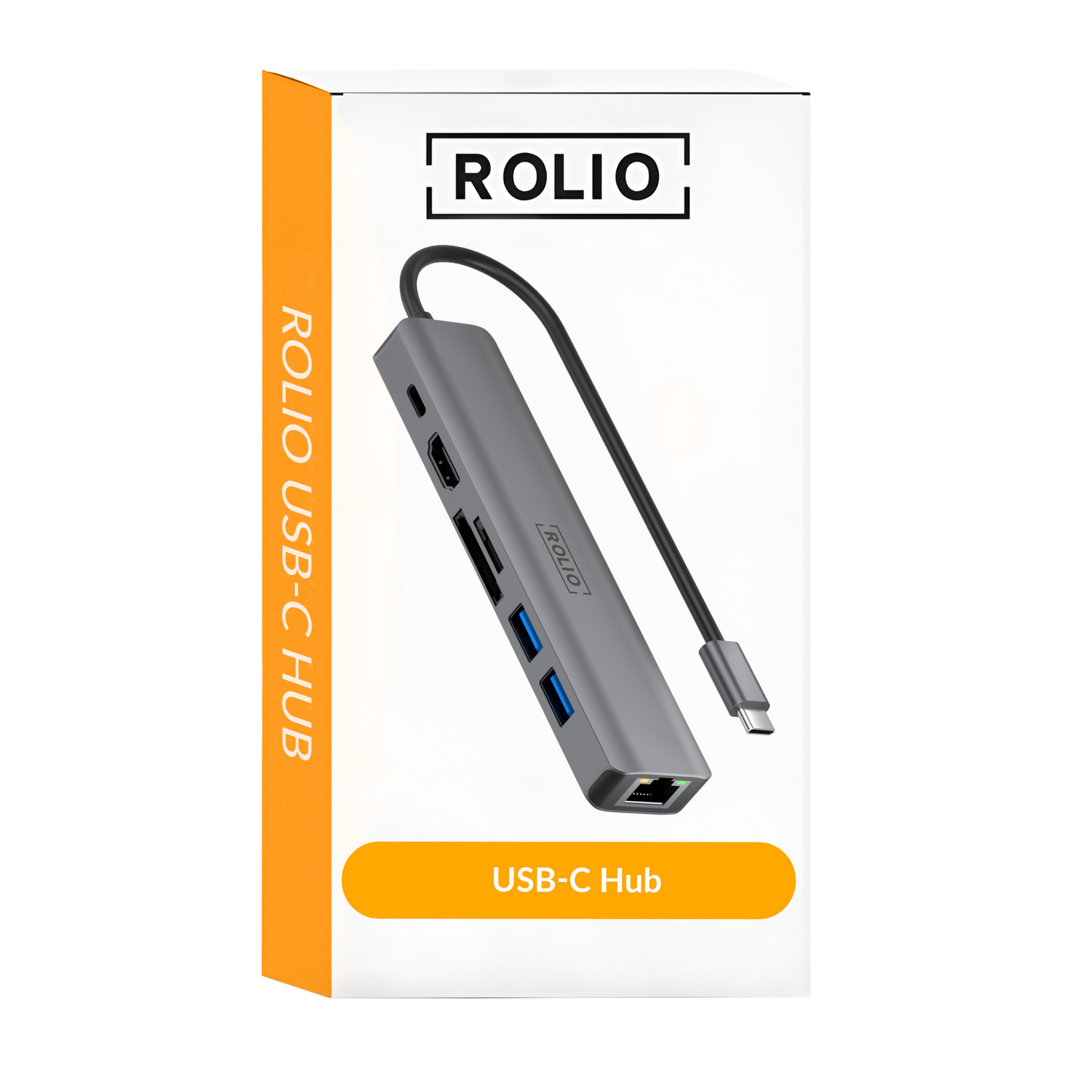 Rolio USB C Hub - 7 in 1 - 4K 60hz HDMI - 1Gbps Ethernet - USB 3.0 - USB-C