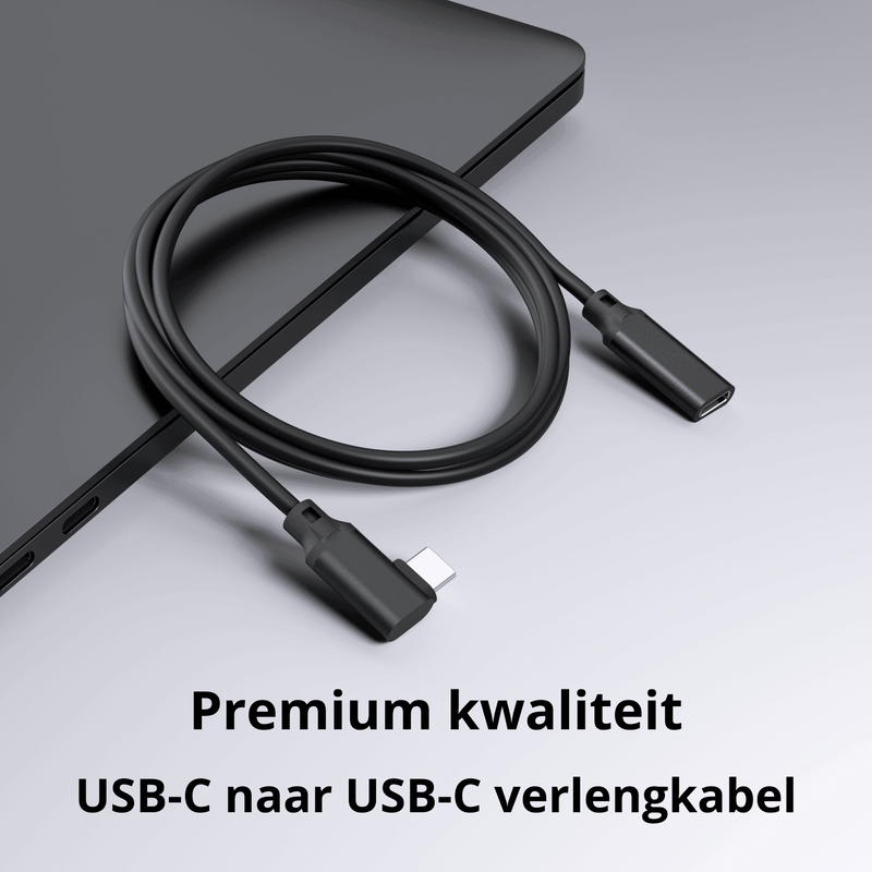 Rolio USB C Verleng kabel gebogen - USB-C naar USB-C vrouwelijk - 1 Meter - Rolio