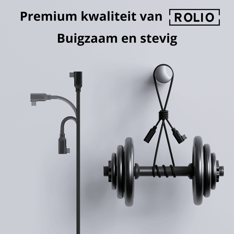 Rolio USB C Verleng kabel gebogen - USB-C naar USB-C vrouwelijk - 2 meter - Rolio