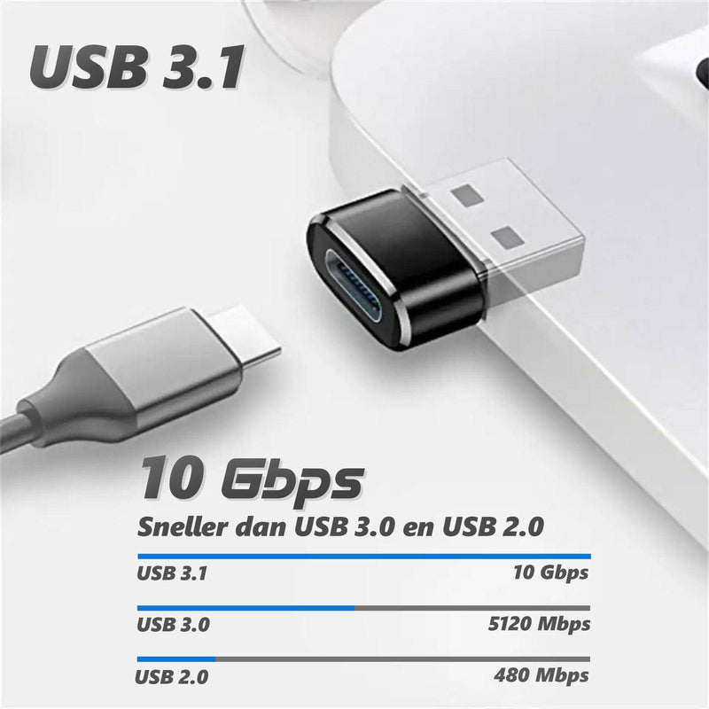Rolio USB-C Adapter - 2 Stuks - USB-A naar USB-C - Rolio