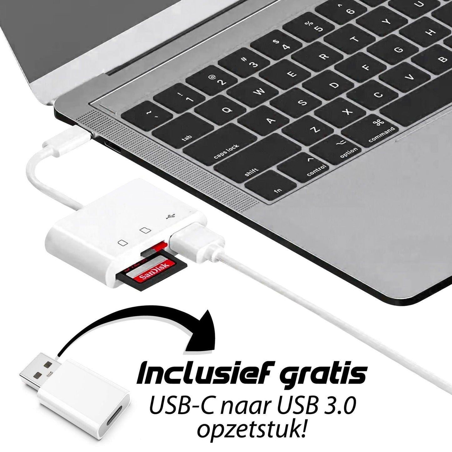 Rolio USB-C Adapter - SD/TF Kaartlezer - USB 3.0 - Inclusief converter - Rolio