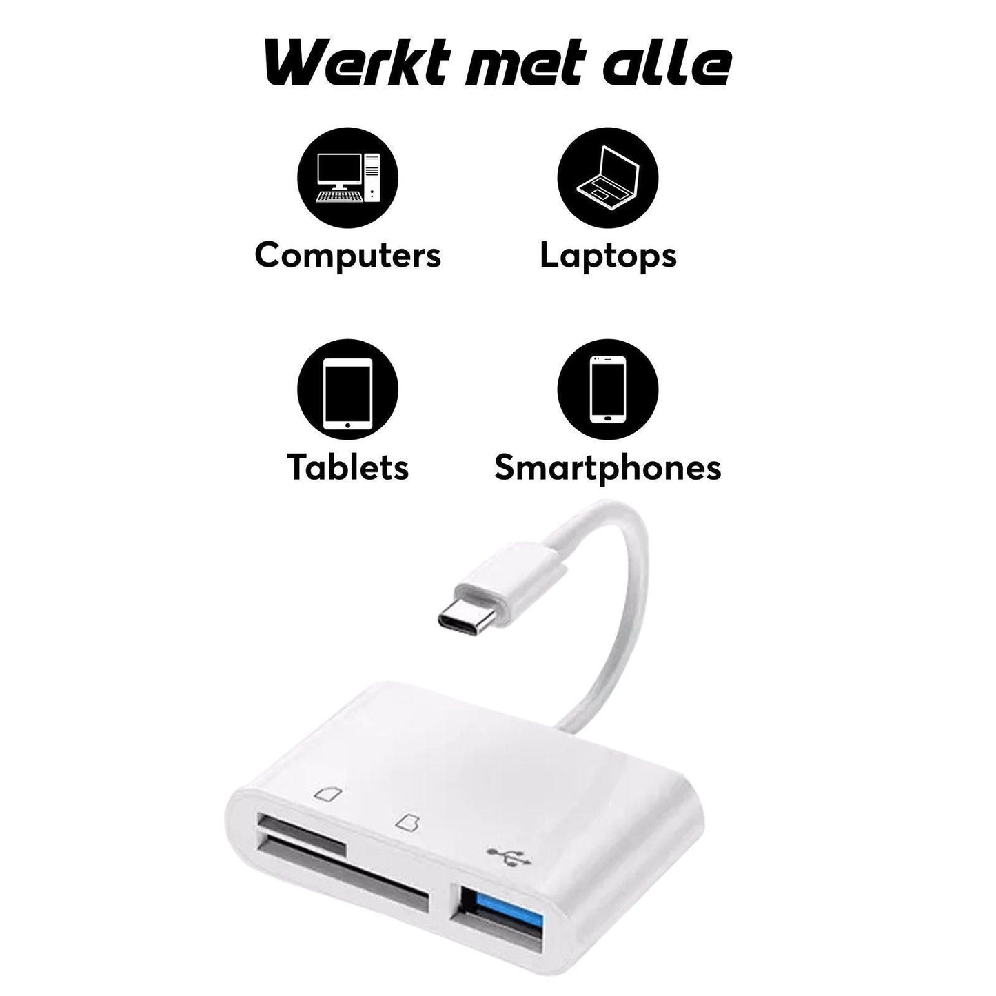 Rolio USB-C Adapter - SD/TF Kaartlezer - USB 3.0 - Inclusief converter - Rolio