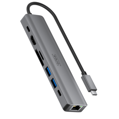 Rolio USB-C-Hub – 7 in 1 – 4K 60 Hz HDMI – 1 Gbit/s Ethernet – USB 3.0 – USB-C