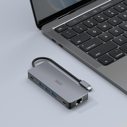 Rolio USB C Hub - Dual HDMI - 3x USB 3.0 - 2x USB-C - SD/TF Kaarten - 1Gbps Ethernet