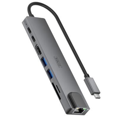 Rolio USB C Hub - 8 in 1 - Ethernet LAN - HDMI - SD/TF - USB-C Opladen - USB 3.0