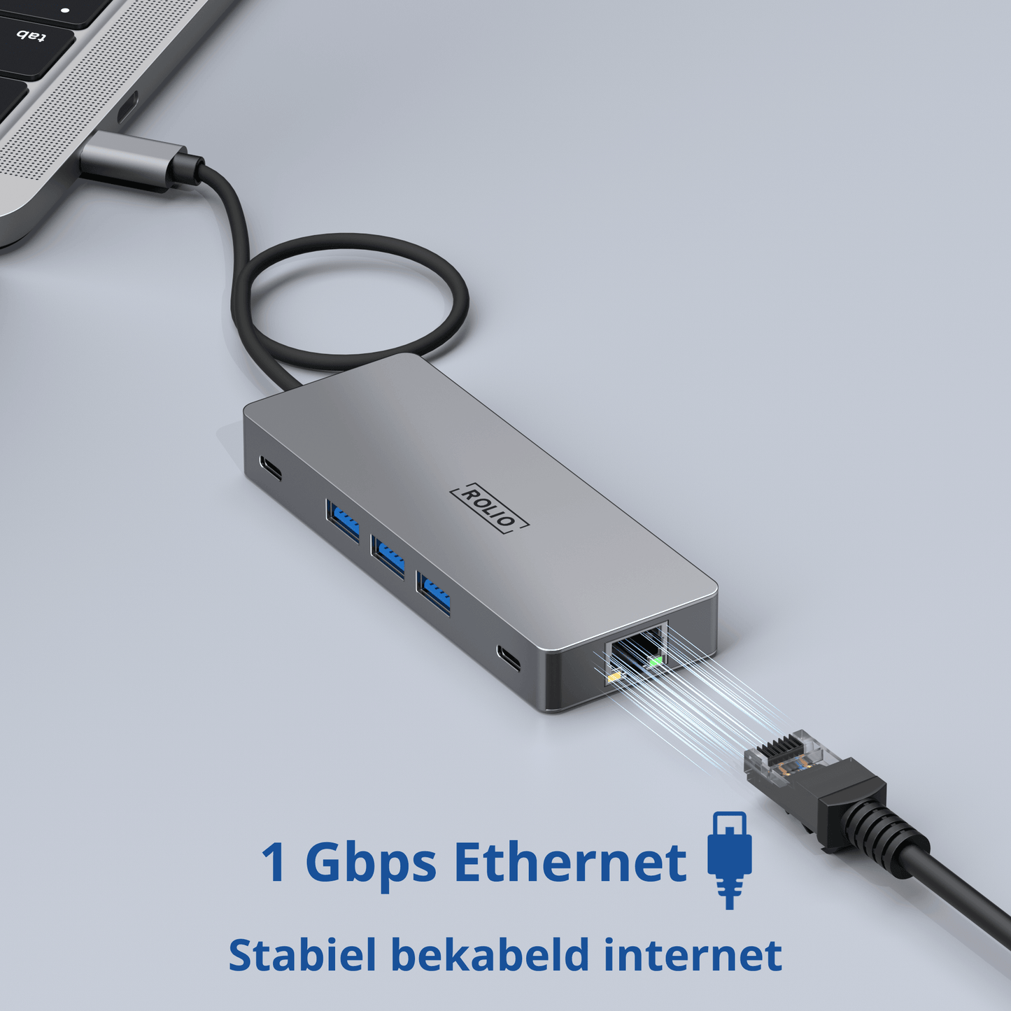 Rolio USB C Hub - Dual HDMI - 3x USB 3.0 - 2x USB-C - SD/TF Kaarten - 1Gbps Ethernet