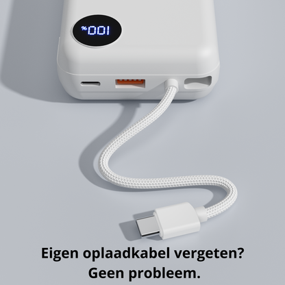 Rolio Powerbank - 20.000 mAh - 2x USB-C - 1x USB-A - Vaste USB-C kabel - 22,5W Snelladen - Geschikt voor iPhone, Samsung, Universeel