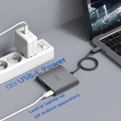 Rolio USB C to HDMI Adapter - 3 in 1 - 4K HDMI - USB 3.0 - USB-C Charging