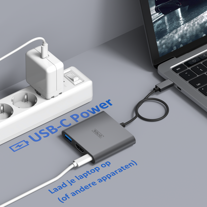 Rolio USB C naar HDMI Adapter - 3 in 1 - 4K HDMI - USB 3.0 - USB-C Opladen