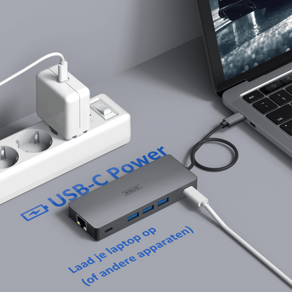Rolio USB C Hub - Dual HDMI - 3x USB 3.0 - 2x USB-C - SD/TF Kaarten - 1Gbps Ethernet