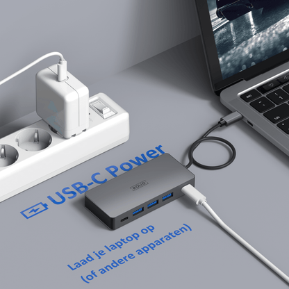 Rolio USB C Hub - Dual Monitor - 2x HDMI 4K - 2x USB-C - 3x USB 3.0