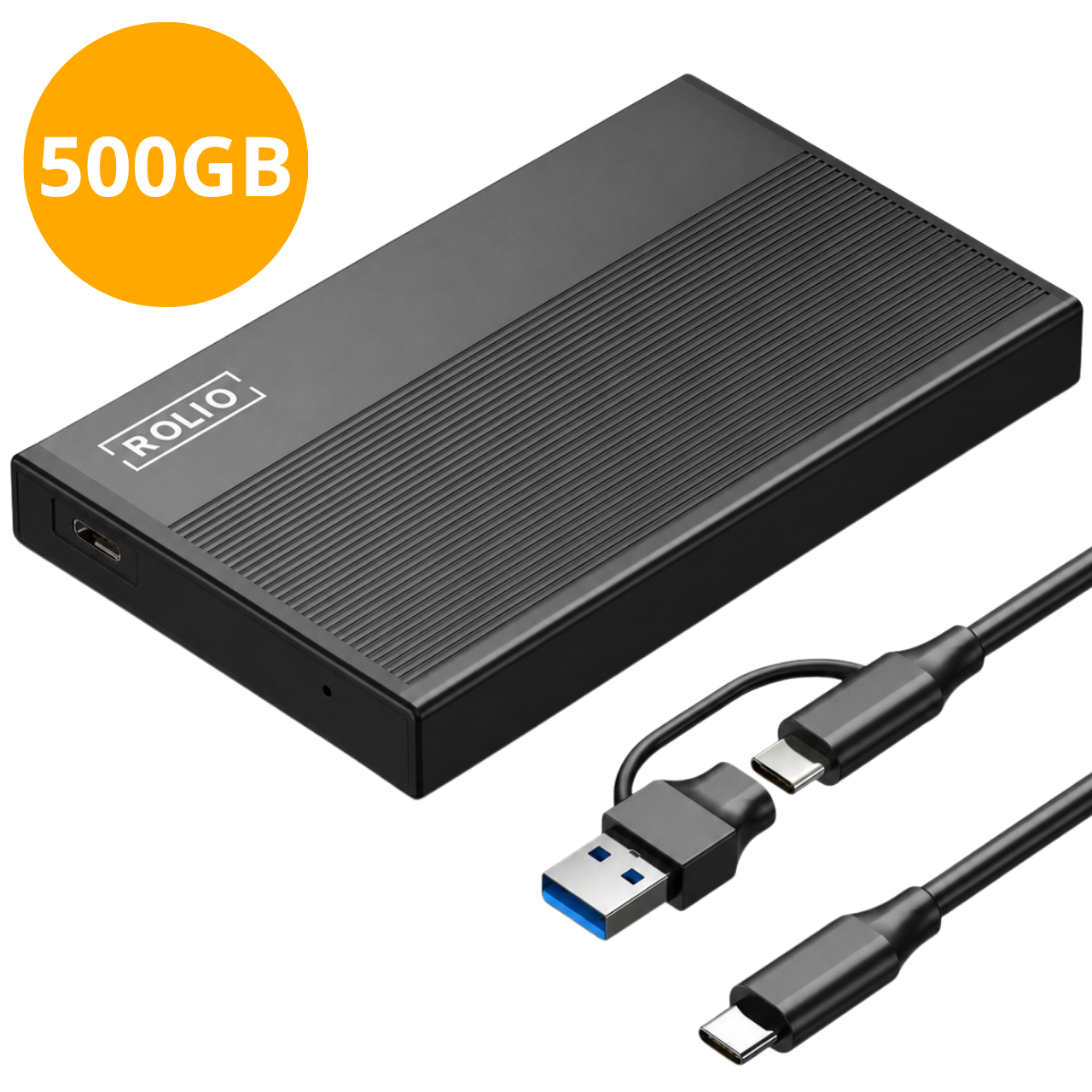Rolio Externe Harde Schijf - Pro - USB 3.0 - USB C - 500GB Opslag - 1Gbps