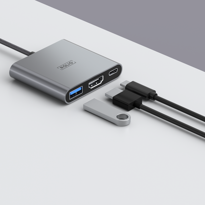 Rolio USB C to HDMI Adapter - 3 in 1 - 4K HDMI - USB 3.0 - USB-C Charging