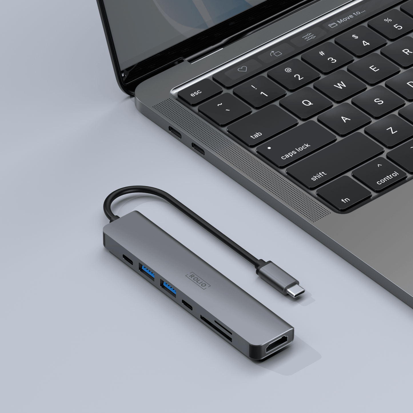 Rolio USB C Hub - 7 in 1 - HDMI 4K - 2x USB-C - 2x USB-A - SD/TF
