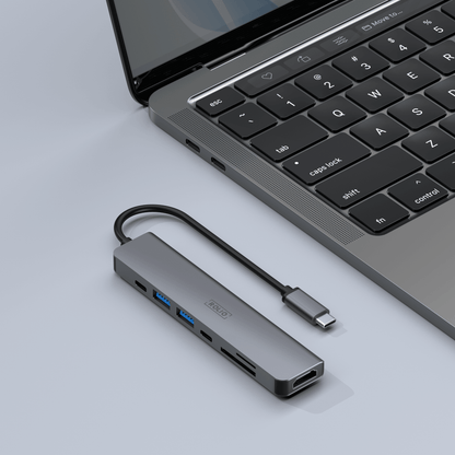 Rolio USB C Hub - 7 in 1 - HDMI 4K - 2x USB-C - 2x USB-A - SD/TF