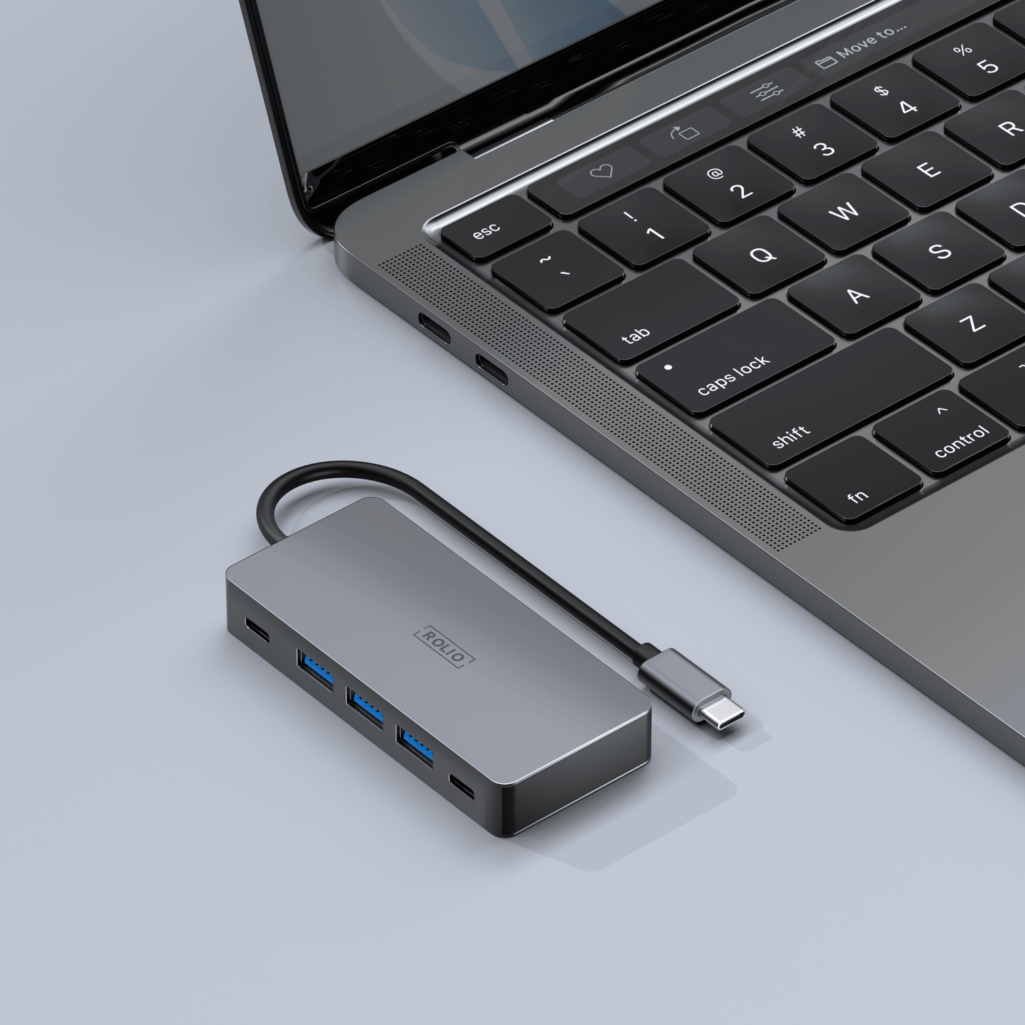 Rolio USB C Hub - Dual Monitor - 2x HDMI 4K - 2x USB-C - 3x USB 3.0