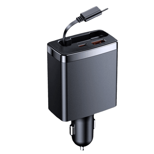 Rolio Autolader 125W - USB C en USB A - Super Snellader - Inclusief intrekbare USB-C kabel - Rolio