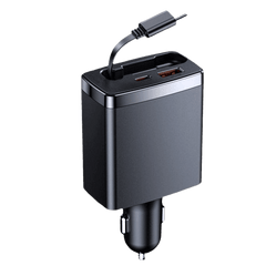 Rolio Car Charger 125W - USB C and USB A - Super Fast Charger - Including retractable USB-C cable