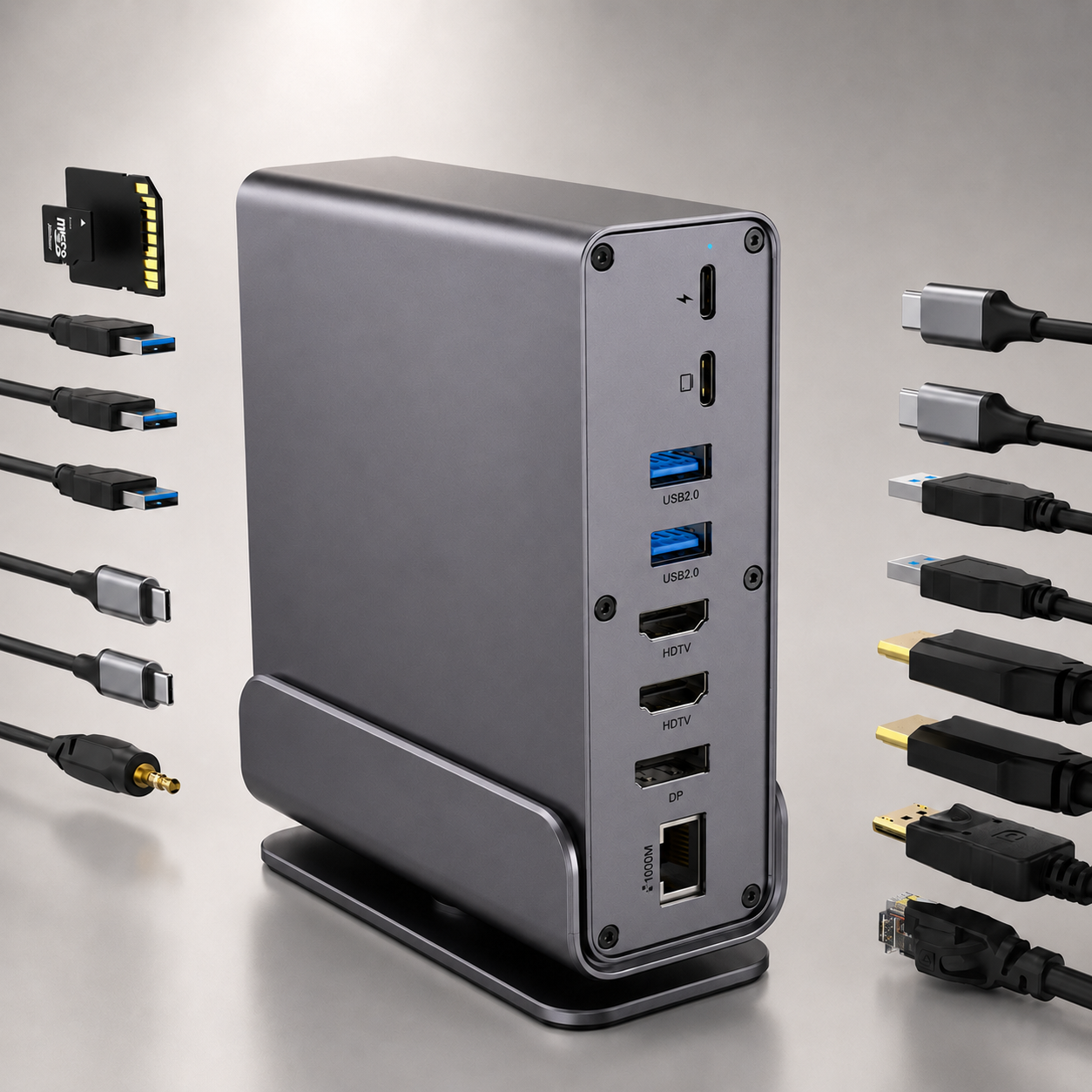 Rolio 16-in-1 Premium USB-C Docking Station - Triple Monitor 4K@60Hz (2x HDMI & 1x DisplayPort) - USB 3.2 10Gbps - 100W Power Delivery - Hub - Gigabit Ethernet