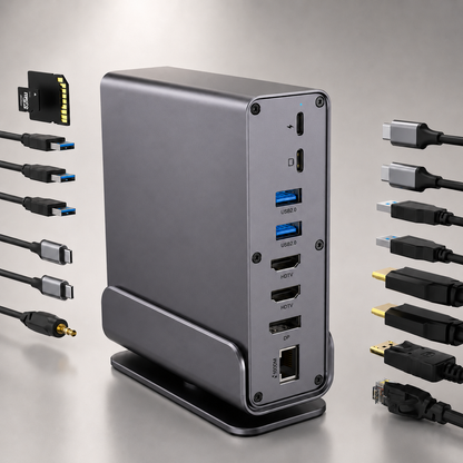 Rolio 16-in-1 Premium USB-C Docking Station - Triple Monitor 4K@60Hz (2x HDMI & 1x DisplayPort) - USB 3.2 10Gbps - 100W Power Delivery - Hub - Gigabit Ethernet