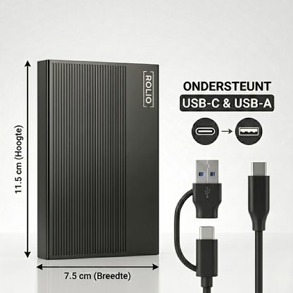 Rolio Externe Harde Schijf - Pro - USB 3.0 - USB C - 1TB Opslag - 1Gbps
