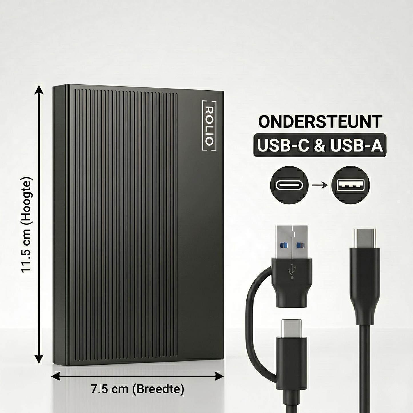 Rolio Externe Harde Schijf - Pro - USB 3.0 - USB C - 500GB Opslag - 1Gbps