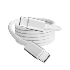 Rolio USB C Kabel - Oplaadkabel - Magnetisch Oprollen - 1 Meter - 100W - USB C naar USB C - Wit