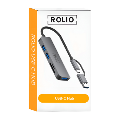 Rolio USB-C Adapter - 5 in 1 - SD/TF Card Reader - 3x USB 3.0