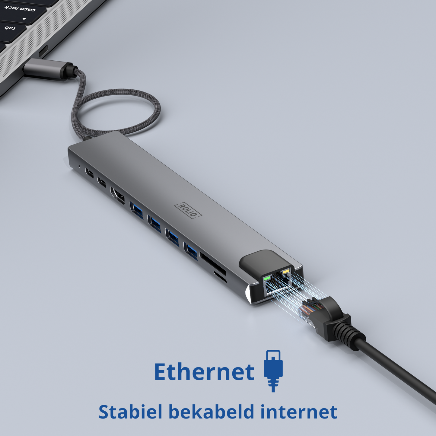Rolio USB C Hub - 10 in 1 - HDMI - 2x USB-C - SD/TF - 4x USB-A - Ethernet