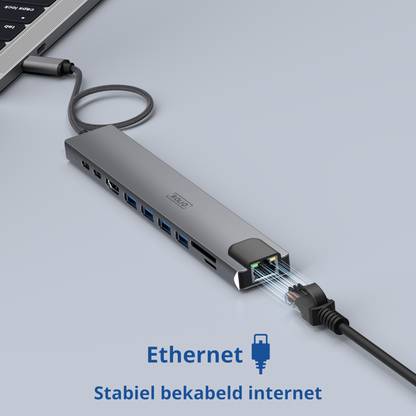 Rolio USB C Hub - 10 in 1 - HDMI - 2x USB-C - SD/TF - 4x USB-A - Ethernet