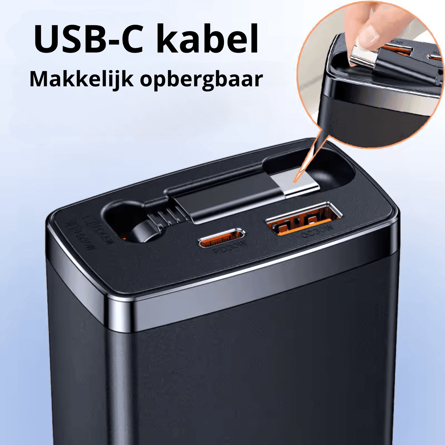 Rolio Autolader 125W - USB C en USB A - Super Snellader - Inclusief intrekbare USB-C kabel - Rolio