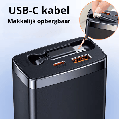 Rolio Autolader 125W - USB C en USB A - Super Snellader - Inclusief intrekbare USB-C kabel - Rolio