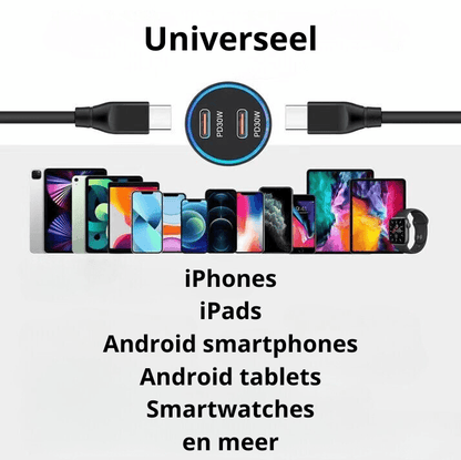 Rolio Autolader 60W - 2x USB C - Snellader - Universeel - Auto Oplader - Autoaccessoires - Rolio