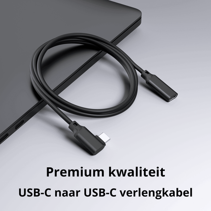 Rolio USB C Verleng kabel gebogen - USB-C naar USB-C vrouwelijk - 2 meter - Rolio