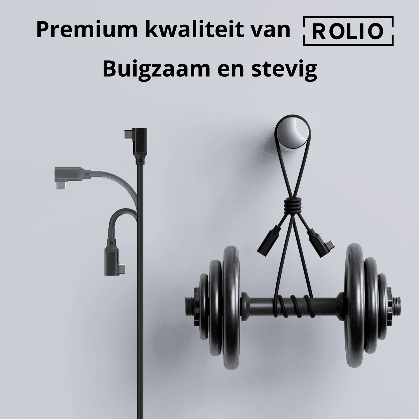 Rolio USB C Verleng kabel gebogen - USB-C naar USB-C vrouwelijk - 2 meter - Rolio