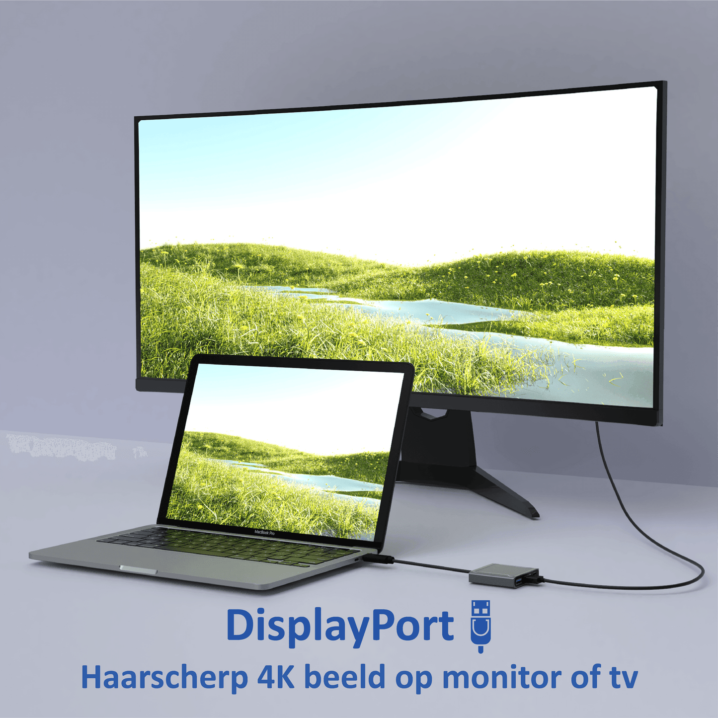 Rolio USB C naar DisplayPort Adapter - 3 in 1 - DisplayPort hub - USB 3.0 - USB-C Opladen - Rolio