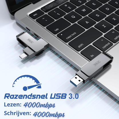Rolio USB Stick SSD 256GB - 4Gbps - USB C en USB A - SSD snelheid 4000Mbps
