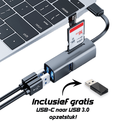 Rolio USB-C Adapter - 5 in 1 - SD/TF Kaartlezer - 3x USB 3.0 - Rolio