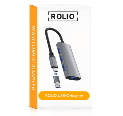 Rolio USB C Adapter - 4 in 1 - 4x USB 3.0 Splitter - Inclusief converter - Rolio