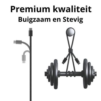 Rolio USB C Kabel - Magnetisch Oprollen - 2 Meter - 100W Oplaadkabel - USB C naar USB C - Universeel - Rolio