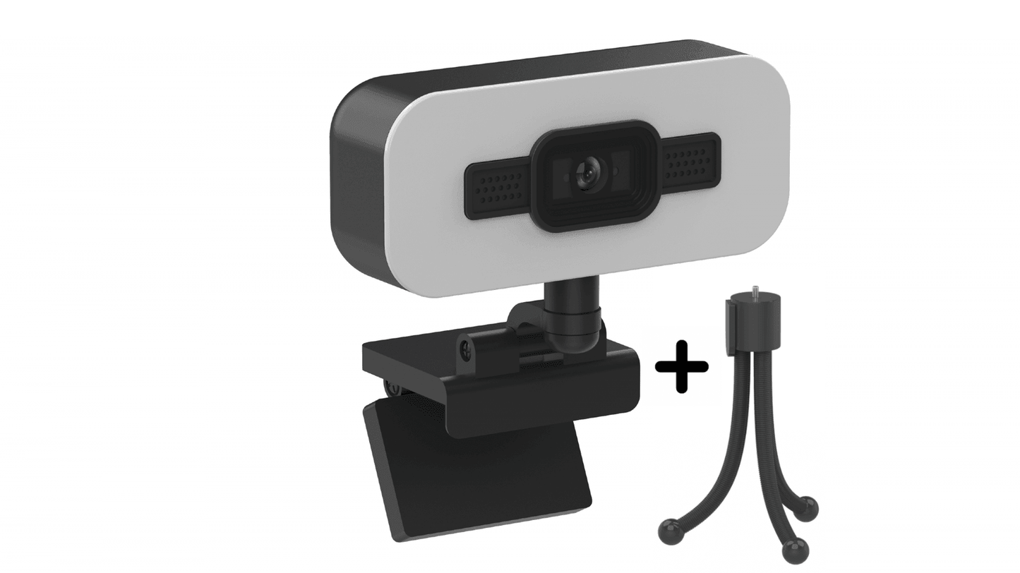 Webcam voor PC - 4K - Ultra HD - 8MP - Inclusief Tripod en Microfoon - Ringlamp - Universeel - Rolio